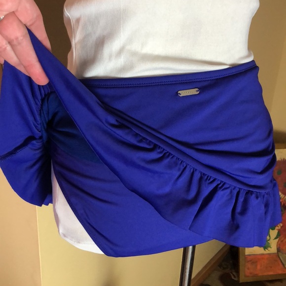 LIZ CLAIBORNE size 16 Skirted-Ruffle Bathing Suit Bottom PURPLE Ruched $68 NEW - Picture 7 of 14